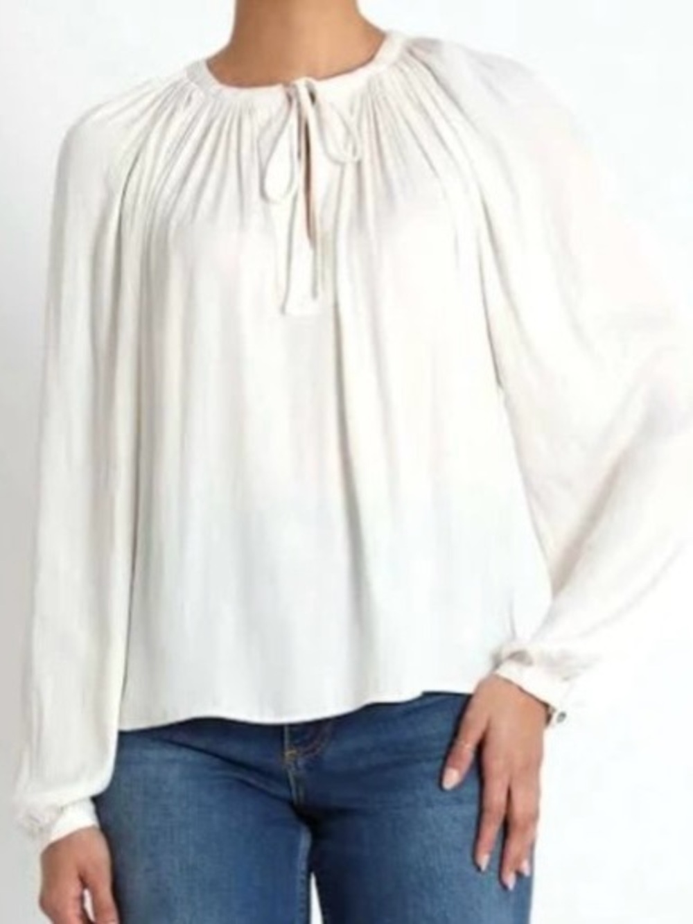 Tahari silky ivory peasant top